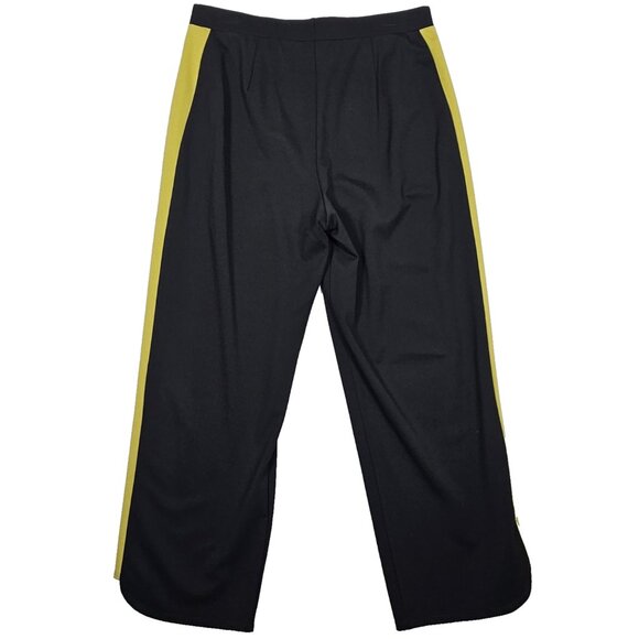 Lisa Bayne Black Pants Size Medium Pull On Colorblock Yellow Stripe Lagenlook - Picture 3 of 4